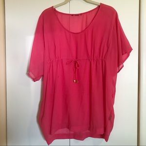 Bright Pink Sheer Blouse Cover Up